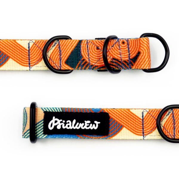 Obroża półzaciskowa Geo Snake szeroka na 2 cm, dla małych psów, czarne dodatki