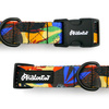Dog Collar Colorful Thicket Psiakrew 2.5 cm 1" wide, black fittings