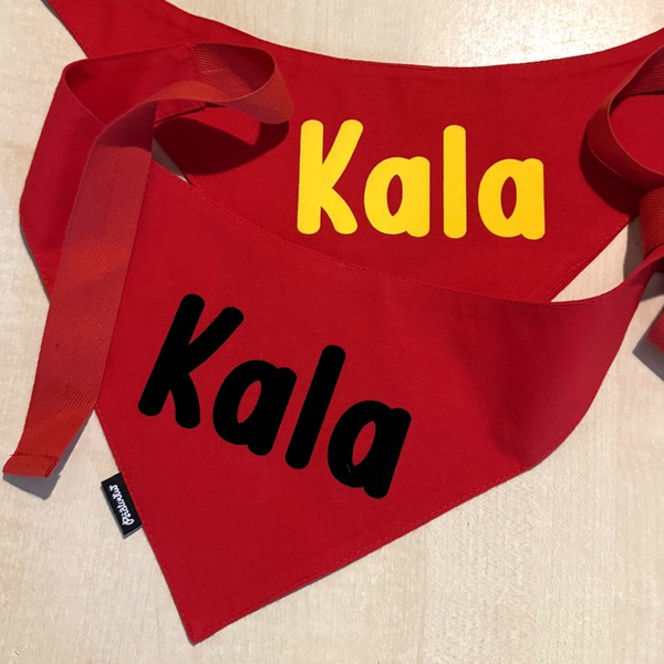Bandana with the name of the Dog Psiakrew, personalized tied handkerchief, red bandana scarf