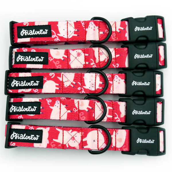 Verstellbares Halsband Piggy in Love Psiakrew, 2,5 cm breit, schwarze Beschläge
