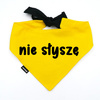 Bandana for Dog NIE SŁYSZĘ Psiakrew, personalized tied handkerchief, yellow bandana scarf