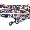 Dog Leash Dia de los Muertos width 2.5 cm, 1"  wide, black snap hook 6 cm