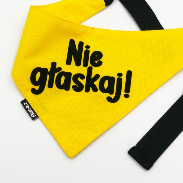 Bandana dla Psa NIE GŁASKAJ! Psiakrew, personalizowana wiązana chusteczka, żółta apaszka