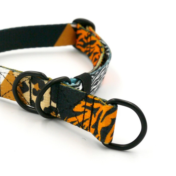 Half-choke collar Wild Animals, 2 cm wide, for small dogs, black extras