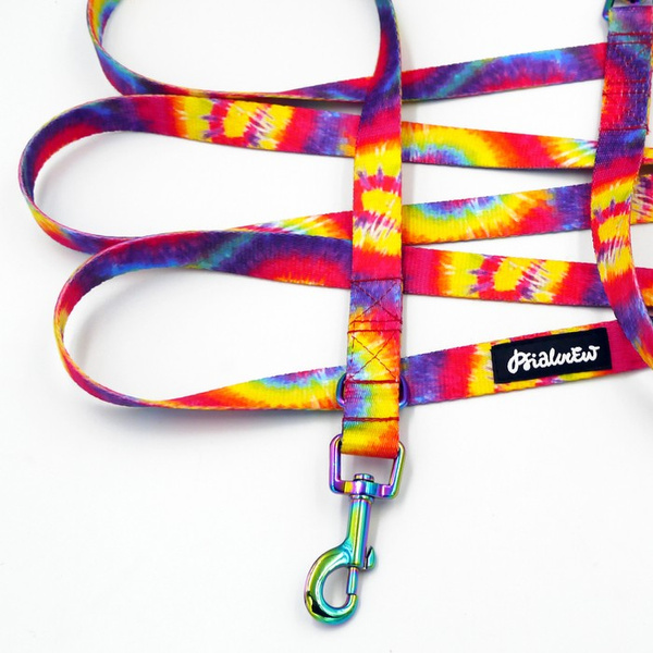 Long Dog Leash Tie Dye Psiakrew width 2 cm (0.78") wide, holo snap hook 6 cm