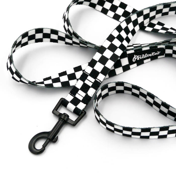 Dog Leash Checker width 2.5 cm, 1" wide, black snap hook 6 cm