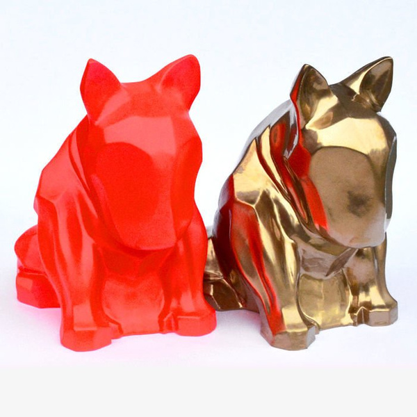 Golden Bullterrier-Hundeskulptur Bling Bling!