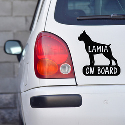 Car sticker with the name of the Boxer Dog On Board Psiakrew