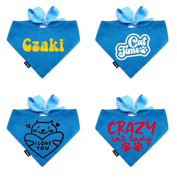 Personalized Blue Bandana with Dog's Name Psiakrew tied handkerchief scarf