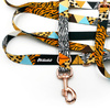 Dog Leash Wild Animals width 2.5 cm, 1"  wide, pink gold, big snap hook 8 cm