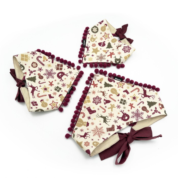 Psiakrew dog bandana, tied handkerchief, Christmas motifs, pompoms