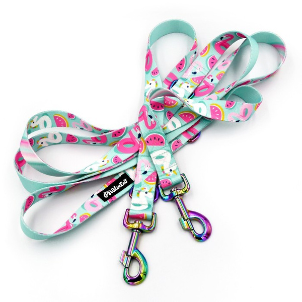 Dog Leash -Azure Pool, width 2.5 cm, 1"  wide, holo snap hook 8cm, Psiakrew