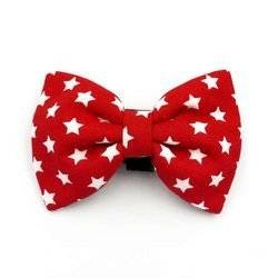 Dog Bow Tie, gift for dog, Pet Bow Tie, Bowtie, Collar Attachment red, white stars