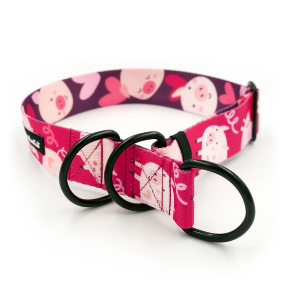 Half-choke collar Piggy in Love Psiakrew, 4 cm wide, medium and big dogs, black extras