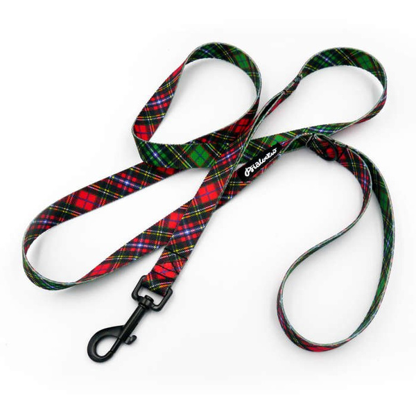 Dog Leash Tartan width 2 cm 0.78 ", black extras
