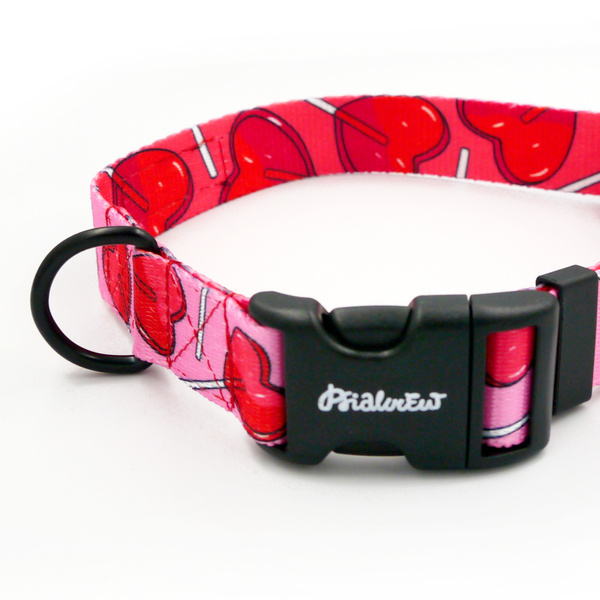 Verstellbares Halsband Lollipops Psiakrew, 2,5 cm breit, schwarze Beschläge