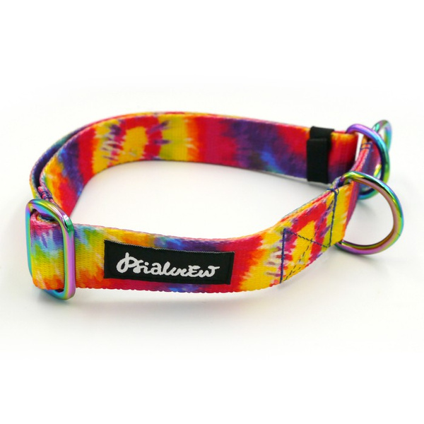 Halb-Klemmhalsband Tie Dye Psiakrew, 2,5 cm breit, für mittelgroße und größere Hunde, Holo-Beschläge