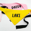 Bandana z imieniem Psa Psiakrew personalizowana chusteczka żółta apaszka czarny brokat napis