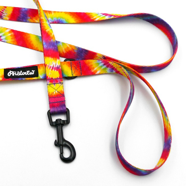 Laufleine für Hund Tie Dye Psiakrew, Breite 2 cm, schwarzer Karabinerhaken 6 cm