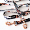 Dog Leash Deer Calls width 2.5 cm, 1"  wide, pink gold, big snap hook 8 cm