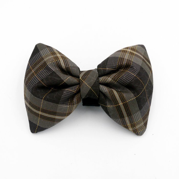 Brown Tartan Dog Bow Tie Fredzio, Pet Bow Tie, Bowtie, Collar Attachment