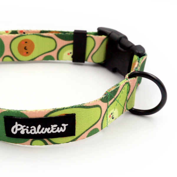 Verstellbares Halsband Guacamole Time Psiakrew, 2,5 cm breit, schwarze Beschläge