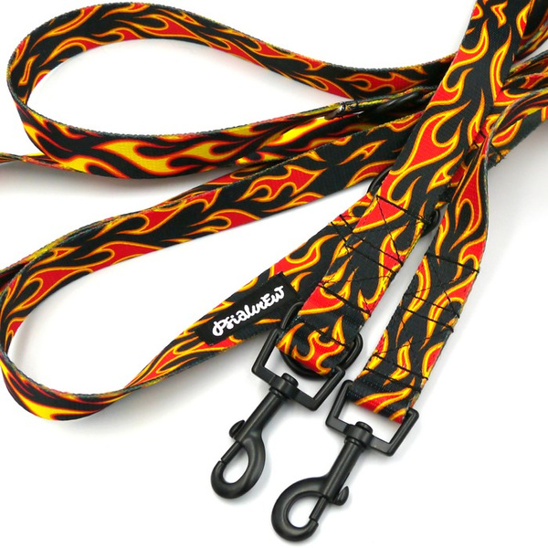Dog Leash Dog On Fire width 2.5 cm, 1"  wide, snap hook black 6cm