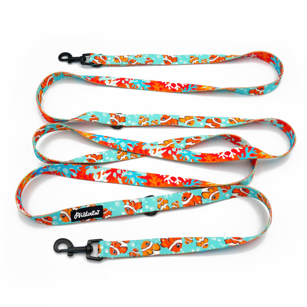 Long Dog Leash Blue Lagoon Psiakrew width 2 cm (0.78"), black snap hook 6 cm