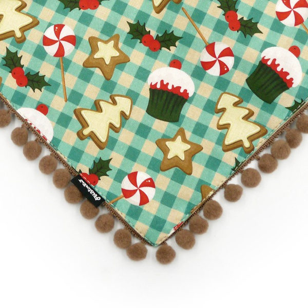 Psiakrew dog bandana, tied handkerchief, Christmas motifs Yam, pompoms