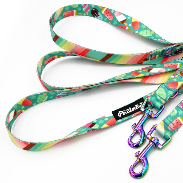 Long Dog Leash Ice Ice Baby Psiakrew width 2 cm (0.78") wide, holo snap hook 6 cm