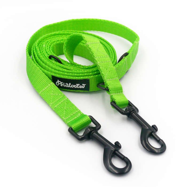 Long Lime Dog Leash width 2 cm (0.78")  wide; black snap hook 7 cm