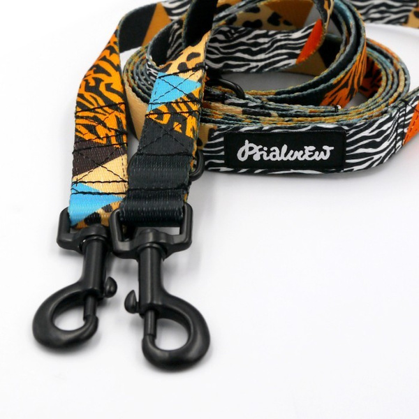 Hundeleine Wild Animals Psiakrew Breite 2 cm, schwarzer Karabinerhaken 6 cm