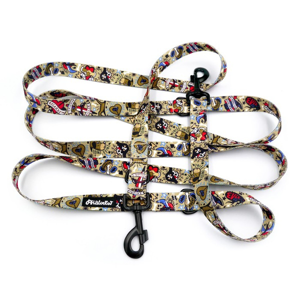 Dog Leash Dog Tattoo Flash width 2.5 cm, 1" wide, snap hook black 8cm