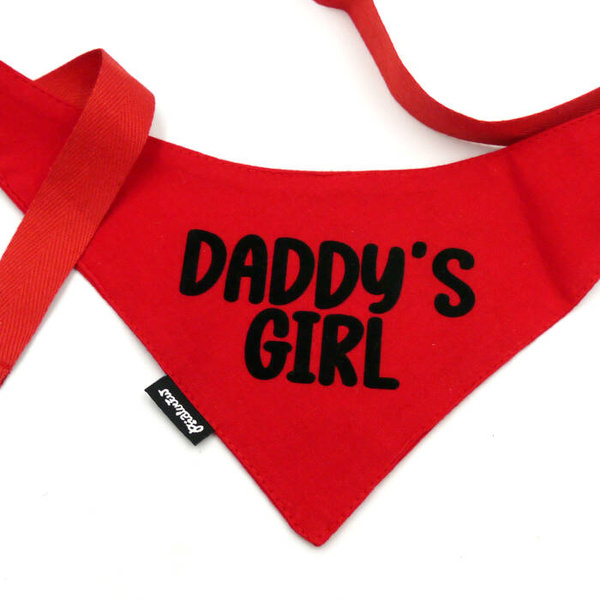 Bandana dla psa DADDY'S GIRL Psiakrew, personalizowana wiązana chusteczka, czerwona bandana