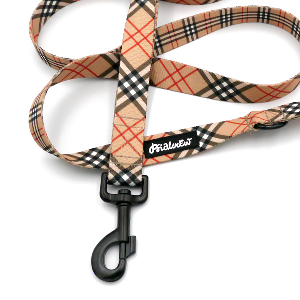 Dog Leash Dogberry Psiakrew width 2.5 cm, 1" wide, big black snap hook 8 cm