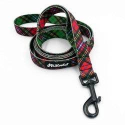 Smycz miejska dla małego Psa Tartan, szerokość 2 cm, czarny karabińczyk 7cm
