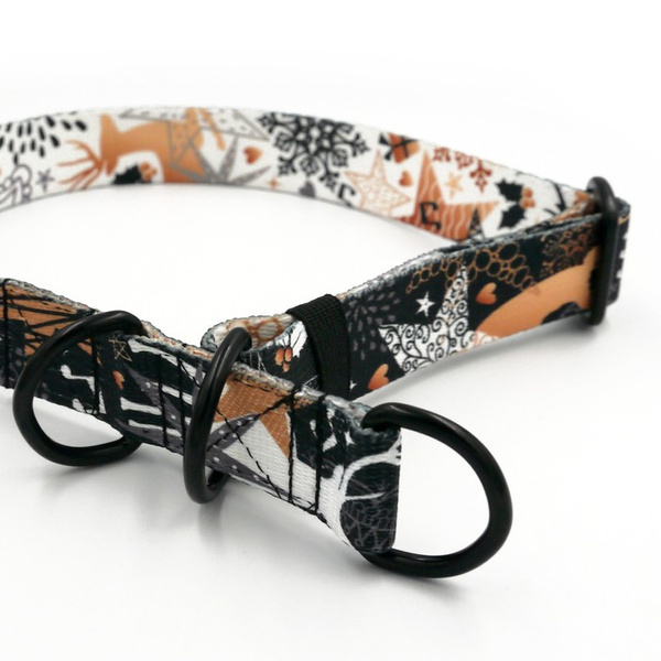 Half-choke collar Deer Calls, 2.5 cm wide, medium and big dogs, black extras