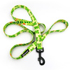 Dog Leash Green Frogs width 2.5 cm, 1"  wide, big black snap hook 8 cm