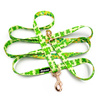 Dog Leash Green Frogs width 2.5 cm, 1" wide, pink gold, big snap hook 8 cm