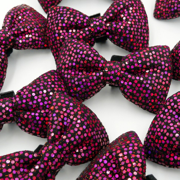 Red disco party bow tie for a dog; carnival New Year's Eve decorative bow Psiakrew