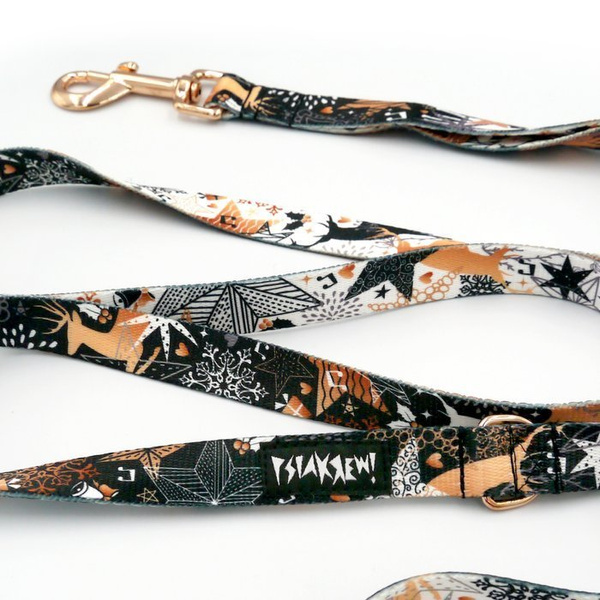 Smycz miejska dla małego Psa Deer Calls, szerokość 2 cm, okucia różowe złoto