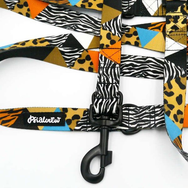 Dog Leash Wild Animals width 2.5 cm, 1"  wide, big black snap hook