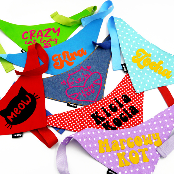 Personalized Blue Bandana with Dog's Name Psiakrew tied handkerchief scarf