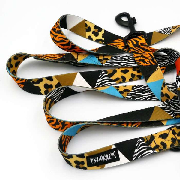 Dog Leash Wild Animals width 2.5 cm, 1"  wide, big black snap hook
