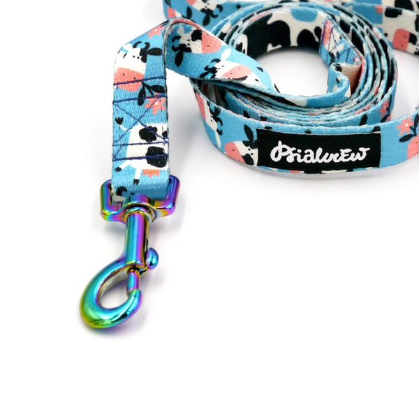 Walking leash for Dog Spotted Cow Psiakrew, width 2 cm, holo snap hook 6 cm