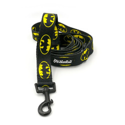 Dog Leash Batdog width 2.5 cm, 1"  wide, black snap hook 6 cm