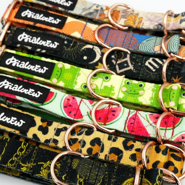 Half-choke collar Forest Treasures 2 cm wide, for small dogs, rose gold extras