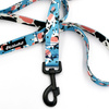 Dog Leash Spotted Cow width 2.5 cm, 1"  wide, big black snap hook 8 cm