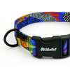 Dog Collar Colorful Thicket Psiakrew 2.5 cm 1" wide, black fittings