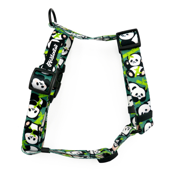 Hundegeschirr Guard Bamboo Panda von Psiakrew – 2,5 cm, Schwarze Beschläge